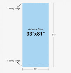 Deluxe retractable banner artwork diagram showing a 33 by 81 inch graphic