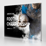 Wide backlit SEG display with a football championship graphic