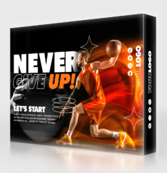 Illuminated SEG fabric display with a basketball advertising graphic