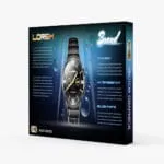 Straight fabric pop up display with a custom watch advertising graphic